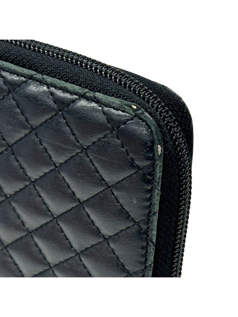 Chanel Wallet Micro Quilted Lambskin Black Gold Zip Around - Picture 10 of 15